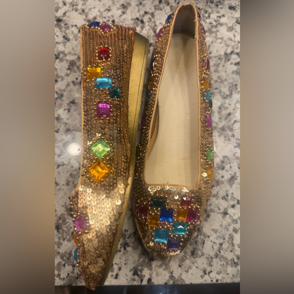 The sky's the limited Women’s Caparros vintage sequin jeweled flats size 8.5 - Picture 4 of 6